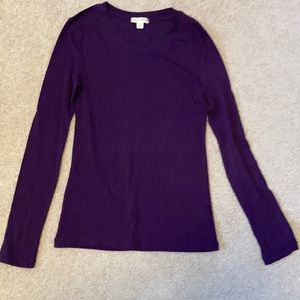 NWOT Medium Purple Crew Neck Long Sleeve Fitted Top